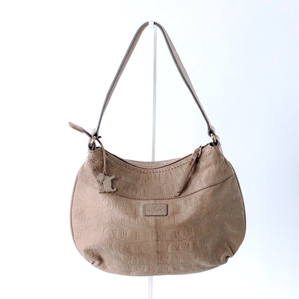 Radley London Shoulder Bag Brown Croc Embossed Zip Top Medium Purse